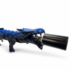 Front-facing view of Tidal Blue Dragon's Breath FT showing the sculpted dragon head and blue finish.