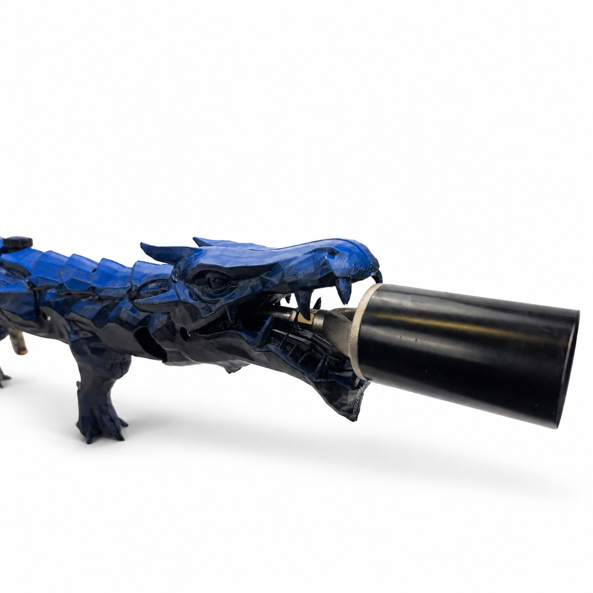 Front-facing view of Tidal Blue Dragon's Breath FT showing the sculpted dragon head and blue finish.