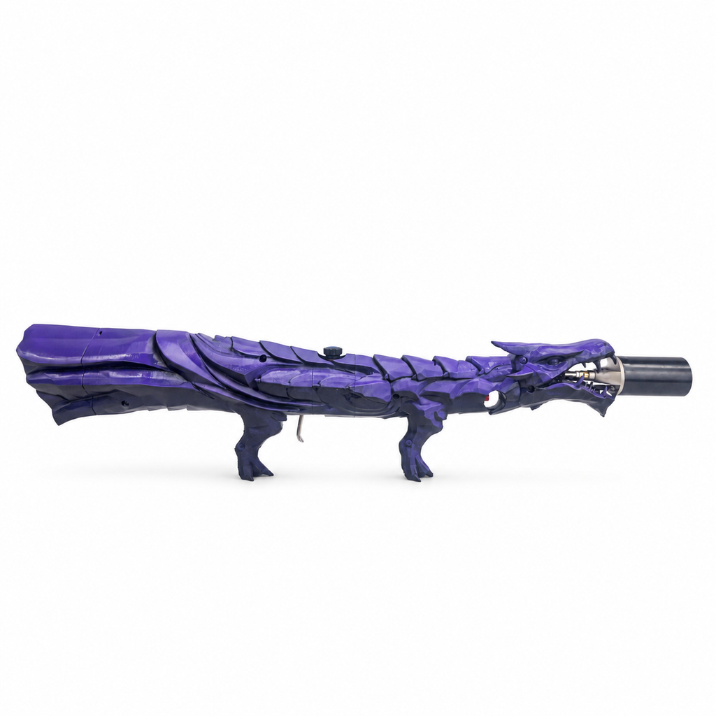 Midnight Purple Dragon's Breath dragon-shaped flame display with a hand-painted purple finish