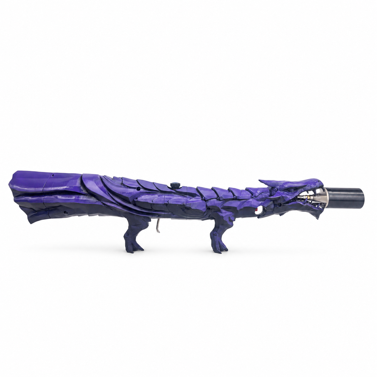 Midnight Purple Dragon's Breath dragon-shaped flame display with a hand-painted purple finish