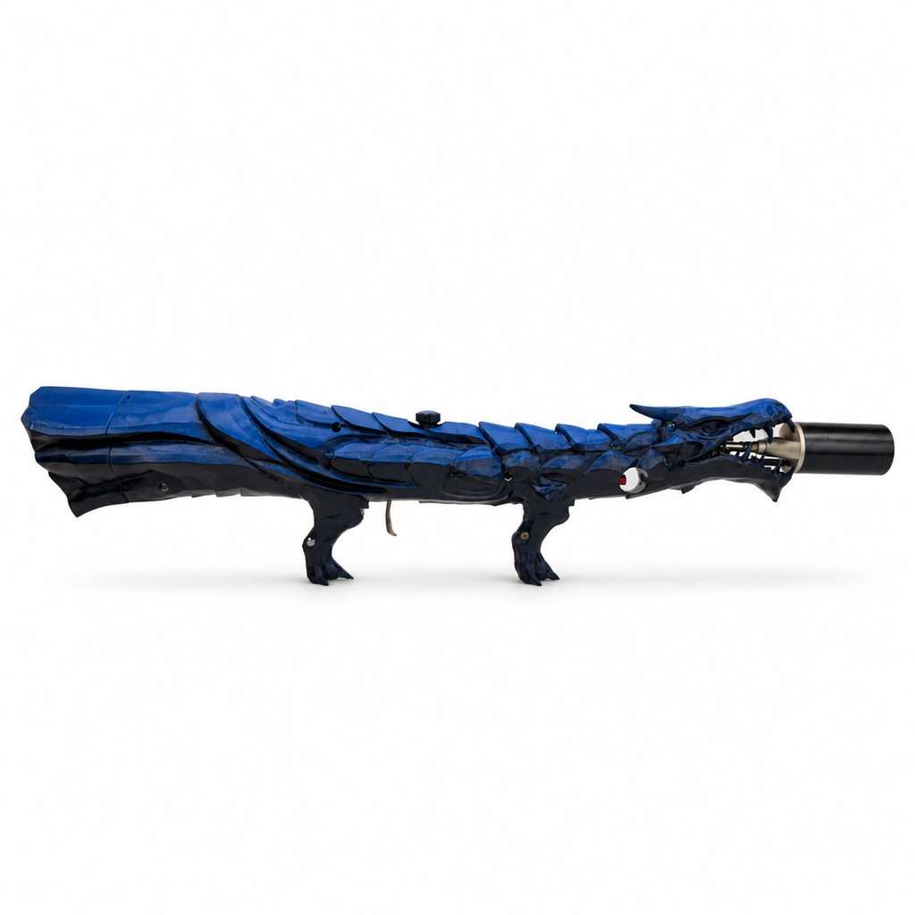 Tidal Blue Dragon's Breath dragon-shaped flame display with a hand-painted blue and dark-shaded finish