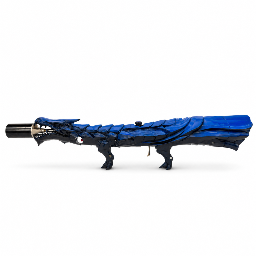 Tidal Blue Dragon's Breath FT showing its elongated dragon-shaped exterior in blue and charcoal tones.