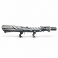 Silver Fang Dragon's Breath dragon-shaped flame display with a hand-painted silver and charcoal finish