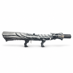 Silver Fang Dragon's Breath dragon-shaped flame display with a hand-painted silver and charcoal finish