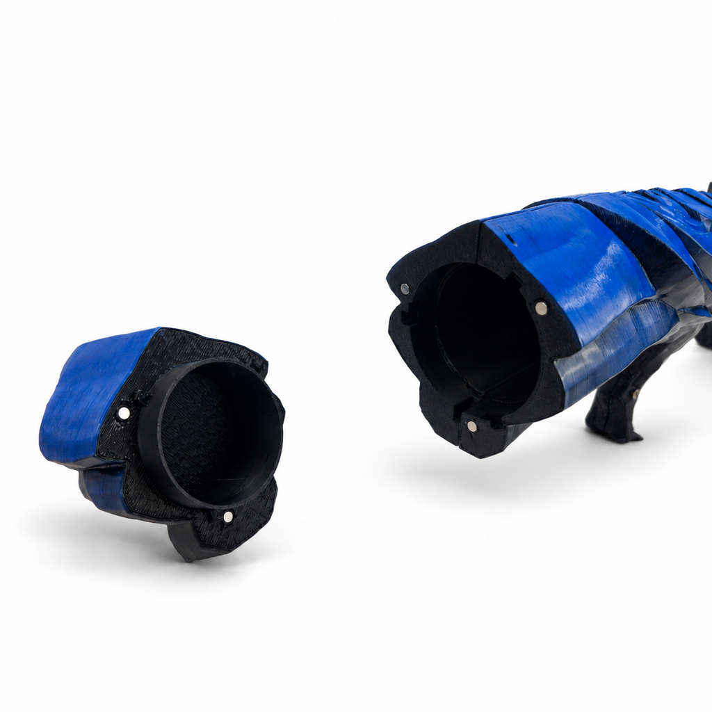 Tidal Blue Dragon's Breath FT - end cap view highlighting the fuel system with deep-blue painted surfaces and shaded recesses along the dragon form.