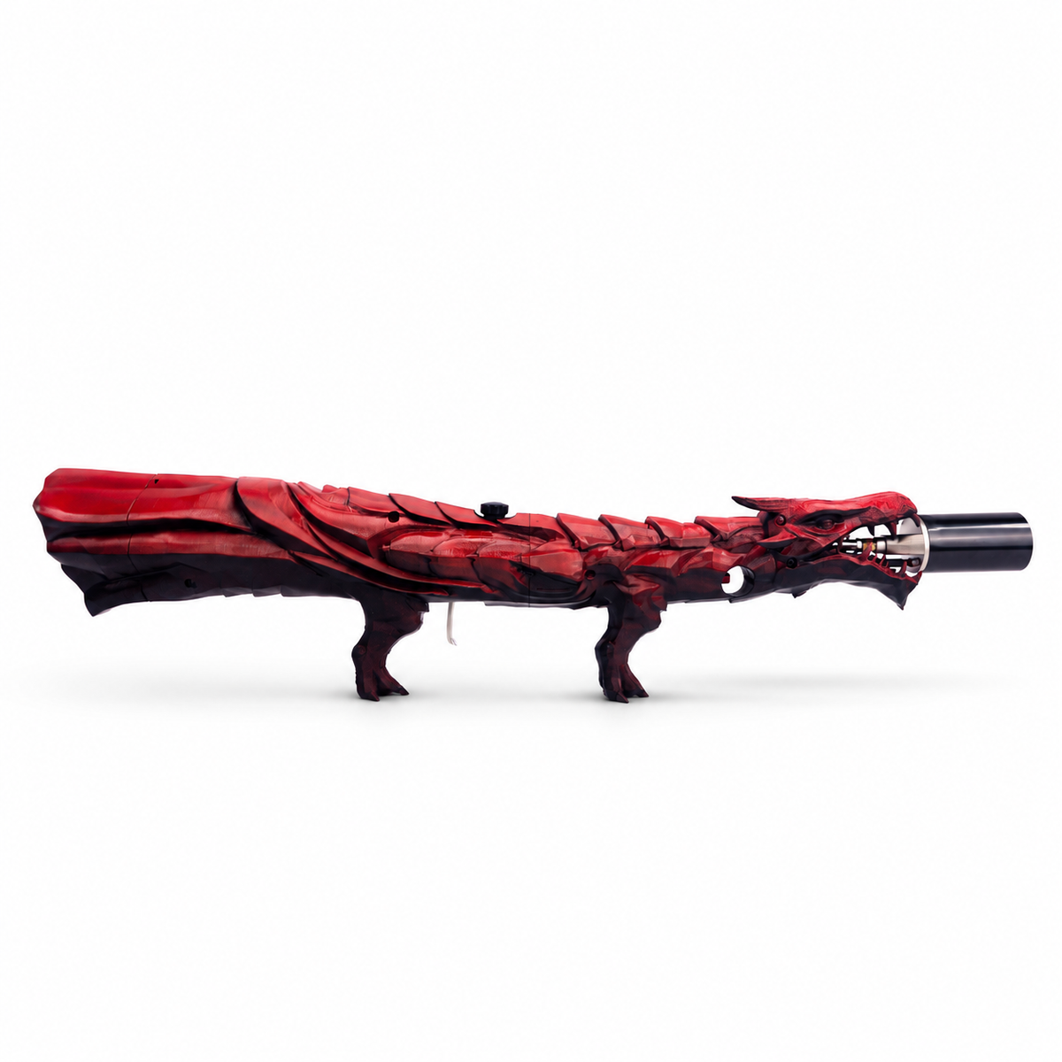 Crimson Red Dragon's Breath dragon-shaped flame display with a hand-painted red and black finish