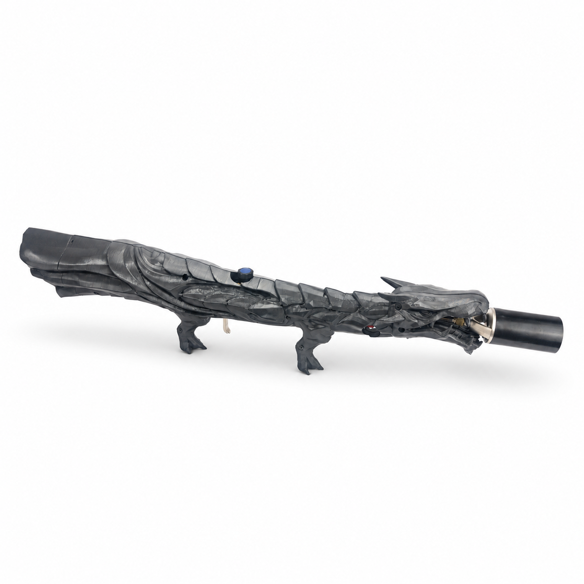 Ashen Black Dragon's Breath FT showing the long black dragon-shaped form and lighter contour highlights.